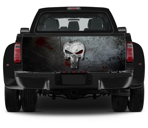 SKULL Punisher Tailgate  Wrap Vinyl Graphic Decals Sticker LAMINATED