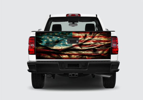 US Flag Vintage Tailgate Wrap Vinyl Graphic Decal Sticker Wrap Car Truck