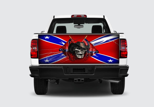 AMERICAN FLAG SKULL Tailgate Wrap Vinyl Graphic Decal Sticker Wrap Car Truck