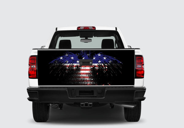 Red White Blue Eagle Flag Tailgate Wrap Vinyl Graphic Decal Sticker Wrap Car