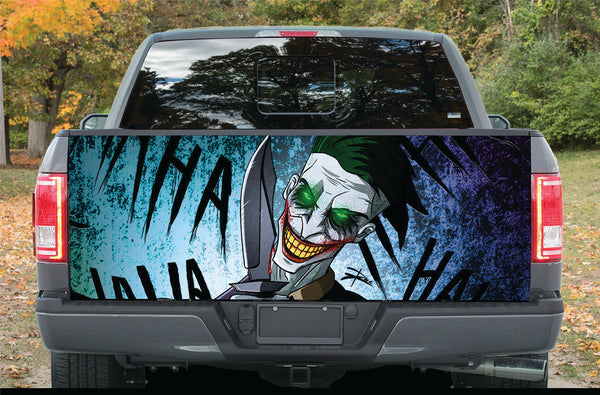 Tailgate Wrap Vinyl Graphic Decal Sticker Wrap Car Truck Joker HAHA Knife