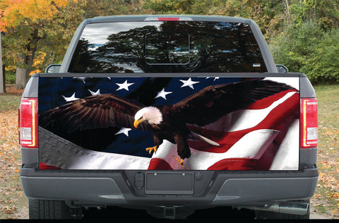 TG-38 Tailgate Wrap Vinyl Graphic Decal Sticker Wrap Car Truck AMERICAN FLAG EAGLE TG