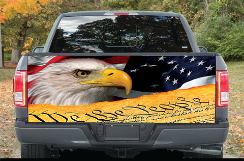 Tailgate Wrap Graphic Decal Sticker Car Truck We People Constitution Eagle Flag