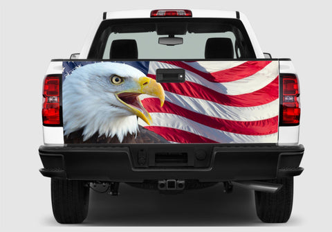 AMERICAN FLAG EAGLE Tailgate Wrap Vinyl Graphic Decals Sticker LAMINATED