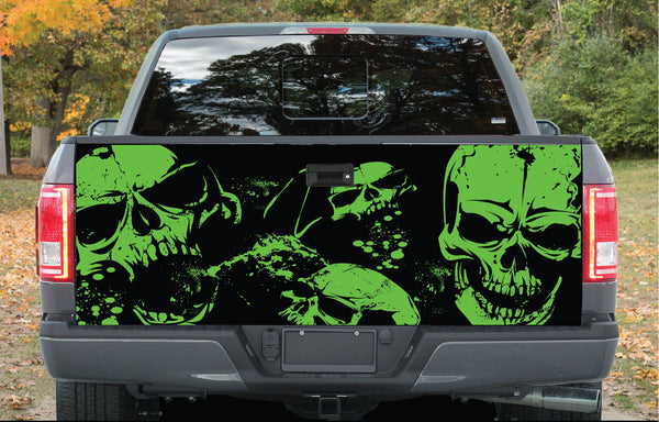 Lime Green Grunge Skulls USA Vinyl Decal Graphic Pickup Wrap Tailgate Truck Car TG-41