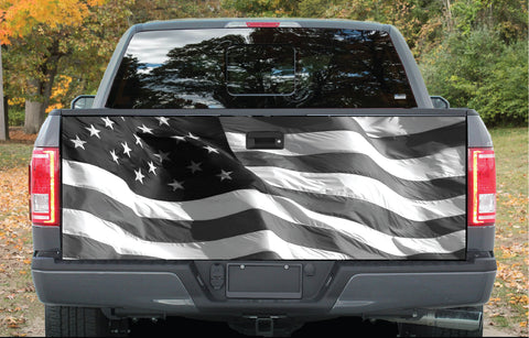 American Flag Fabric Gray Graphic Rear Tailgate Vinyl Decal Truck Pickup Wrap TG-44