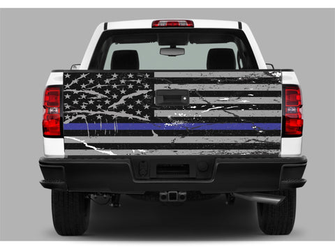 Police Flag Distressed Vinyl Graphic Decals Sticker Tailgate wrap