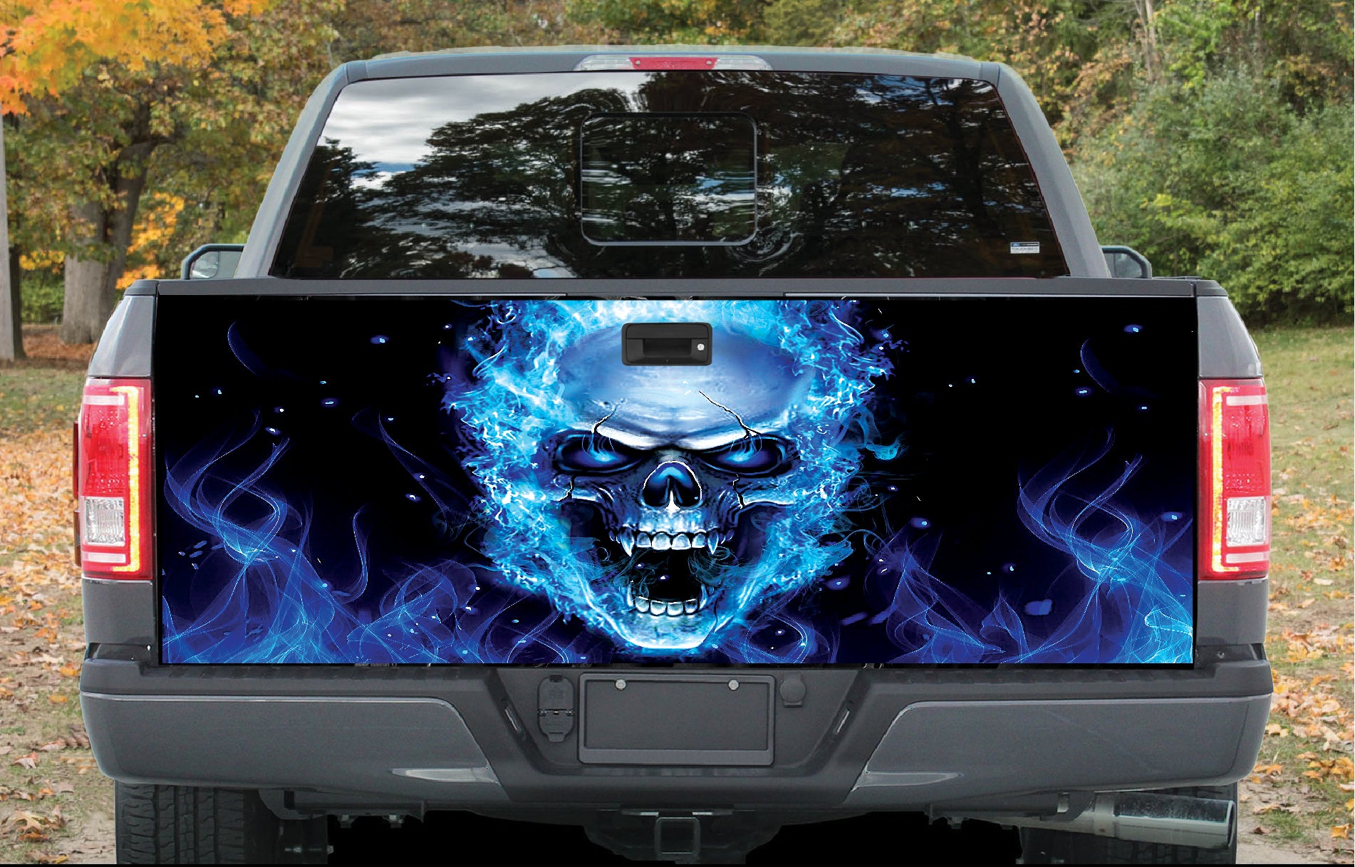 FLAMING SKULL Tailgate Wrap Vinyl Graphic Decals Stickers