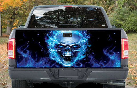 FLAMING SKULL Tailgate Wrap Vinyl Graphic Decals Stickers