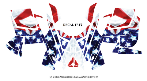 3M Graphic Decals Kit Flag 4 Polaris 600 800 RUSH PRO-RMK ASSAULT INDY 2010-2015