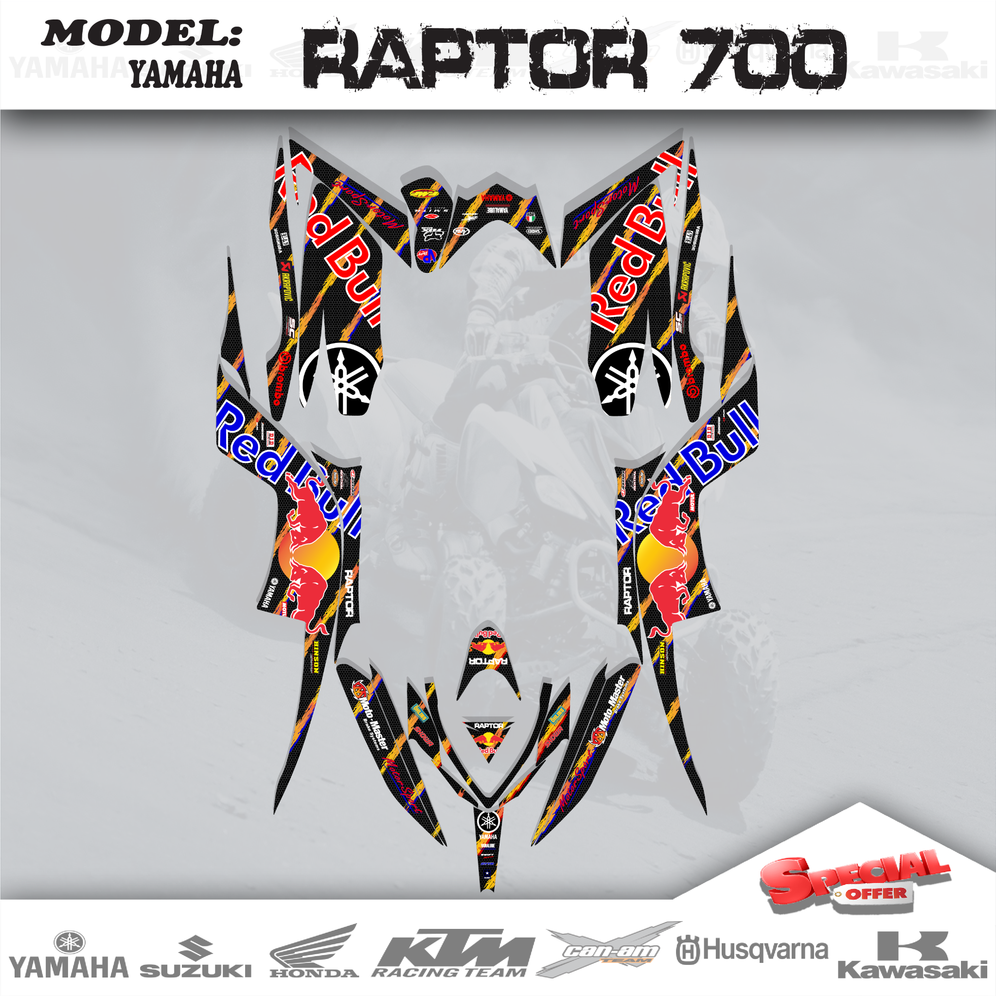 Graphics Kits Racing Team Decals Stickers For Yamaha Raptor 700 2013-2018